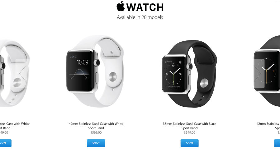 Unlike the Sport model, the more expensive sterling silver Apple Watch can be built-order with either a black or white band.